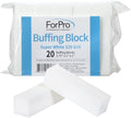 ForPro Professional Collection Super White Buffing Block, 120 Grit, Four-Sided Manicure and Pedicure Nail Buffer, 3.75” L x 1” W x 1” H, 20-Count