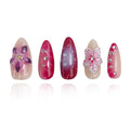 2025 Crimson Bloom Red Gradient Floral Press-On Nails Handmade PMMA Acrylic Reusable Tips with Box Gifts for Women (Crimson Bloom, M)