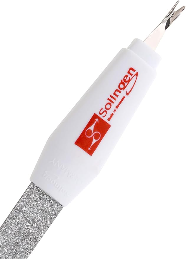 Solingen Sapphire Nail File & Cuticle Trimmer – Dual-Sided Professional Nail File for Fingernails & Toenails – Durable German Steel 2-in-1 Manicure Tool (Smal Size)