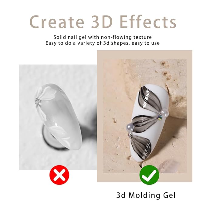 Solid 3d Nail Sculpting Gel For Nail Art, 3d Nail Art Gel Multifunctional 3d Molding For Nails Salon Home DIY (Black)