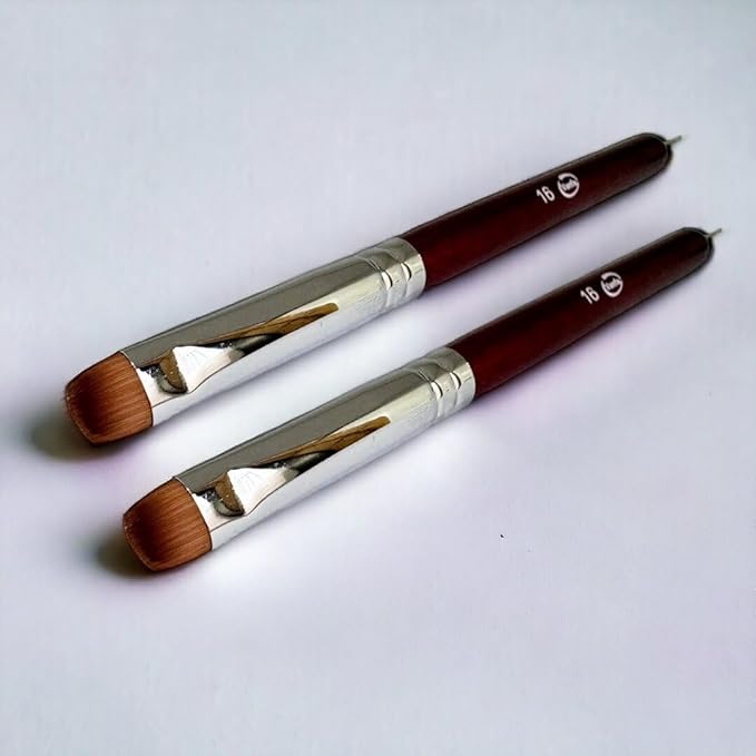 Vanfa Detailing Nail Art French Brush With Doting Tool - Size #16 (Pack of 2)