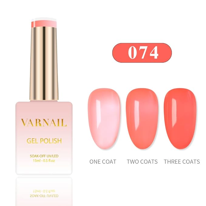 VARNAIL Jelly Land Jelly Gel Nail Polish Kit 6 Colors 15 ml, Translucent Colorful Sheer Gel Polish, Salon Quality Soak off UV Light Gel Nail Polish Set