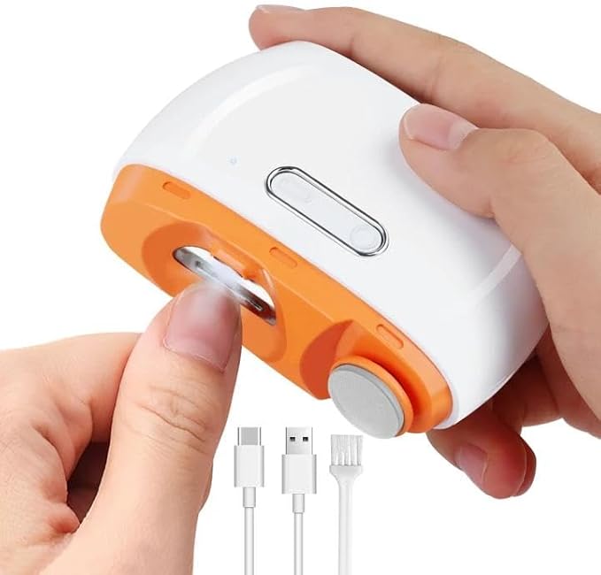 Electric Nail Clipper, 3 in 1 Electric Nail Trimmer and Polisher with LED Light & Clip Storage, USB Rechargeable, 2 Speed Electric Nail File for Baby, Kids, Seniors, Caregivers