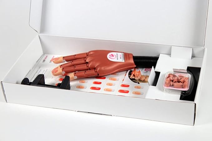 Nail Trainer® Practice Hand INCLUDES 6 Hour On-Line Competition Level Nail Art Tuition By A Champion Nail Artist, Nail Extensions, Nail Art Manicure Training Hand &100 Practice Nails