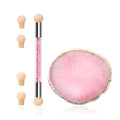 Resin Nail Art Palette and UV Gel Gradient Sponges Pens with 4 Pcs Replacement Head, Nail Sponges for Ombre Double Head Brush for Nail Art Manicure DIY Tools(Pink)