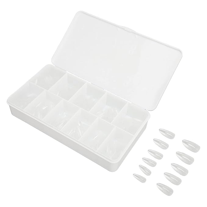 550 Tablets Long Clear Nails Ultra Thin Clear Stiletto Fake Nails Set, Long, Full Cover, Almond Shaped with Rhinestones Designs for Wedding, Dating, Party Acrylic Nail Tips Kit