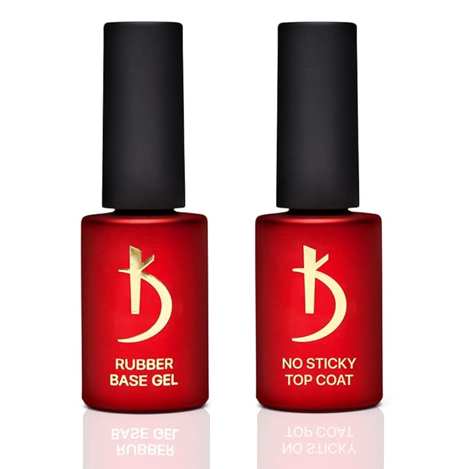 kodi professional Rubber Base Gel 7ml and No Sticky Top Coat 7ml Set Long Lasting Gel Nail Kit