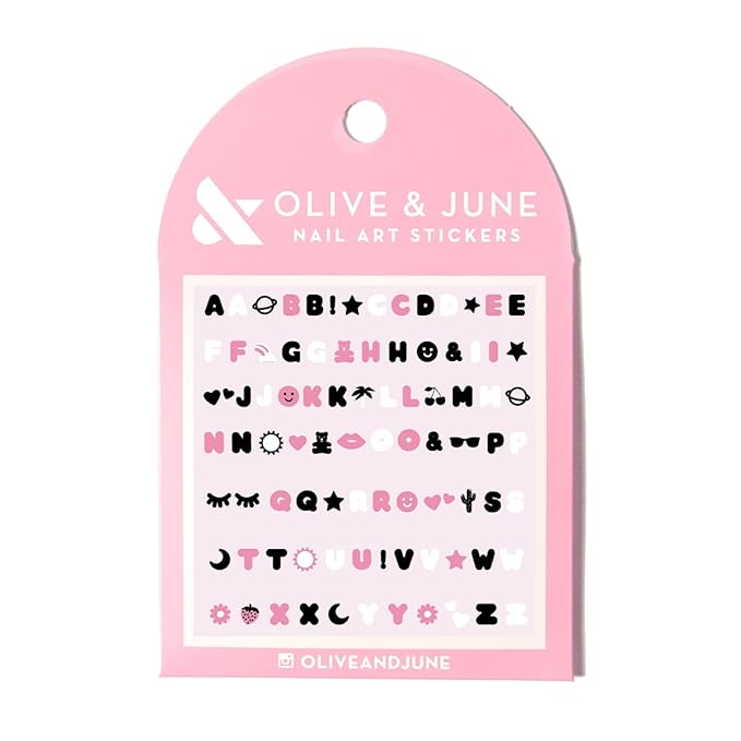 Olive & June Nail Art Stickers | Easy-to-Use Nail Designs | Nail Art Made Easy | Hand-Screened, No-Fade Ink | Accent, Mix & Match, or Cover Chipped Polish | Say it with Bubble Letters