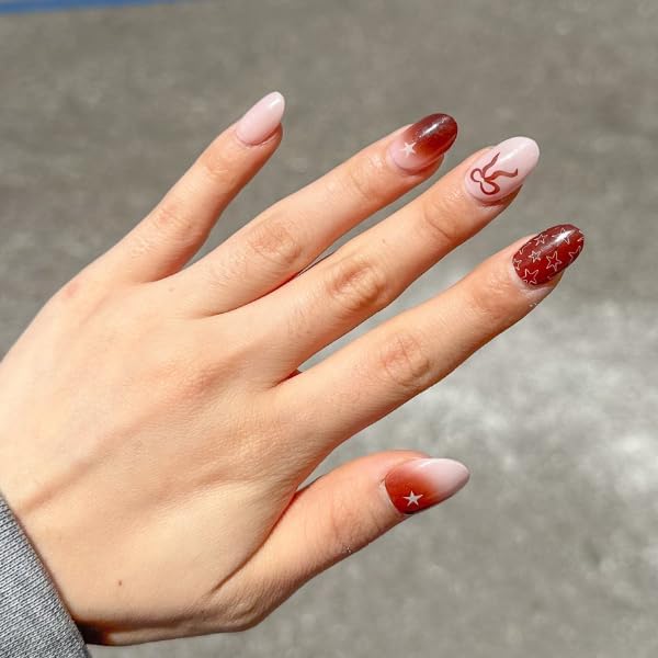 Semi Cured Gel Polish Strips | 24pc UV LED Required Wraps | Gift Peel and Stick Nails | Coquette DIY Home Manicure | Press On Alternative (Star Girl)