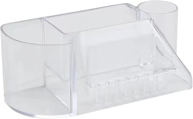Nail Drill Holder Box, 8 Holes Clear Nail Drill Machine & Bits Storage Box, Professional Nail Polisher Display Box, Nail Desk Organizer for Manicure Tools, Grinding Bits and Drill Accessories