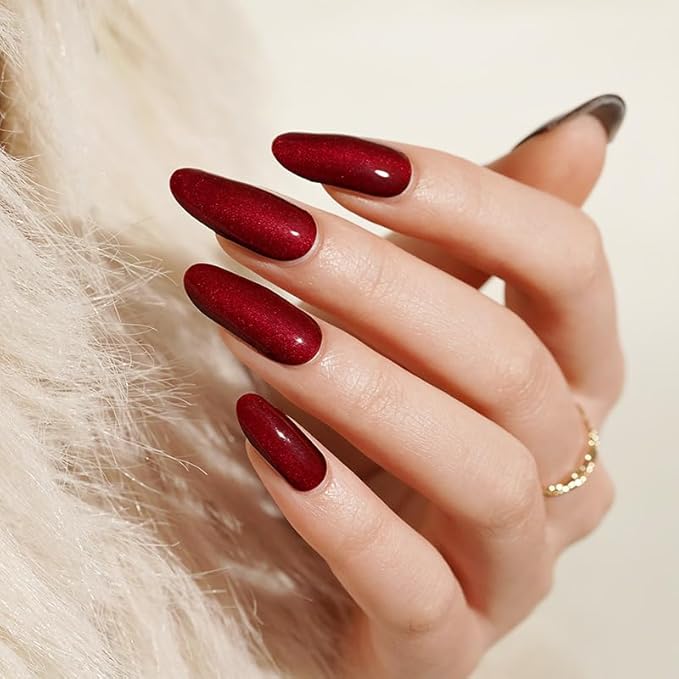 Semi Cured Gel Nail Strips Black Red Gradient Cat Eye Gel Nail Wraps Gift for Women UV Light RequiredNail Art Stickers Pegatinas Uñas Nail Decals Nails Sticker