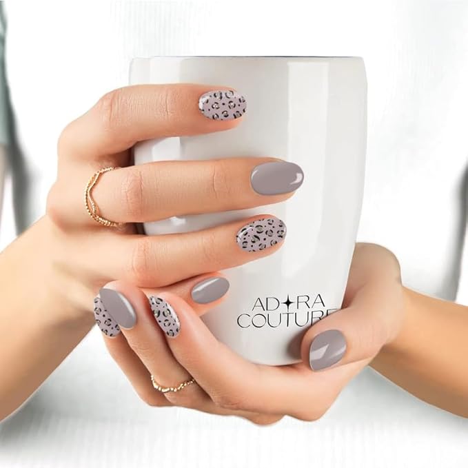 Semi-Cured Gel Nail Strips - 20 Salon-Quality Gel Sticker with UV Light Required, Long Lasting, Easy Application & Removal, Includes Prep Pad, Nail File, Wooden Stick (Brown Safari)
