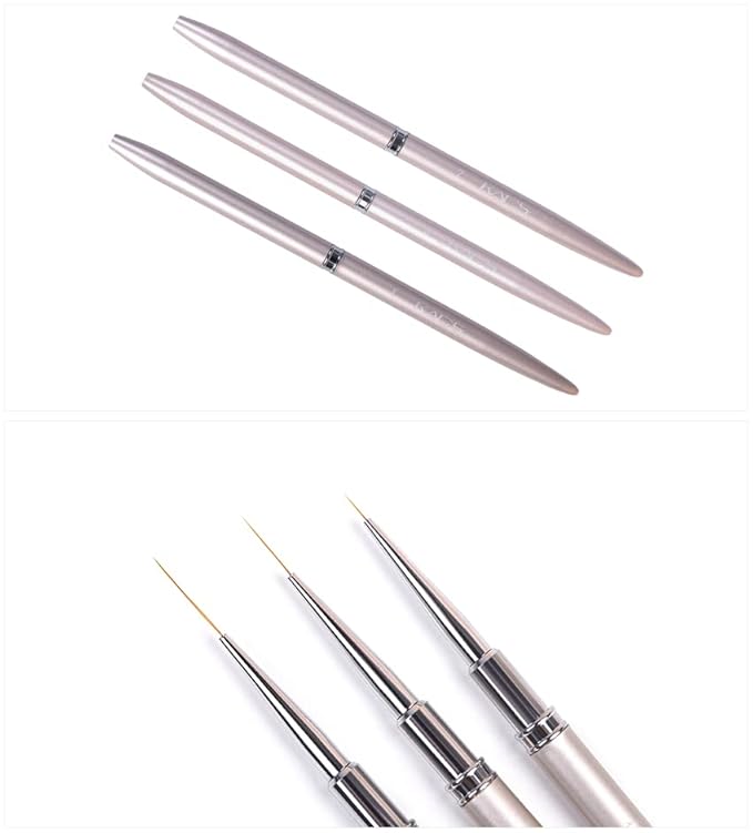 KADS Nail Art Liner Brushes Kolinsky Nail Art Brush Liner Brush UV Gel Polish Painting Nail Design Brush Metal Handle Nail Drawing Pens 8/15/20mm (20mm)