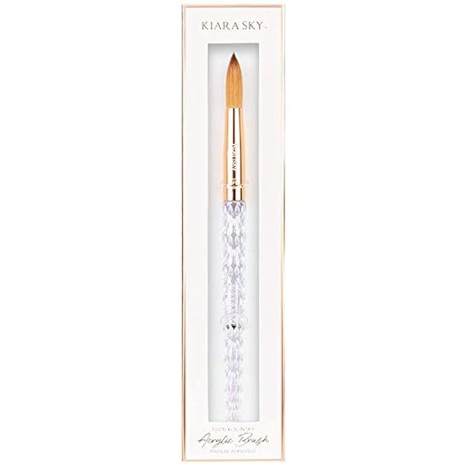 Kiara Sky Acrylic Brush #14 - Clear | 100% Pure Kolinsky | Crystal Cut Handle and Acetone Resistant
