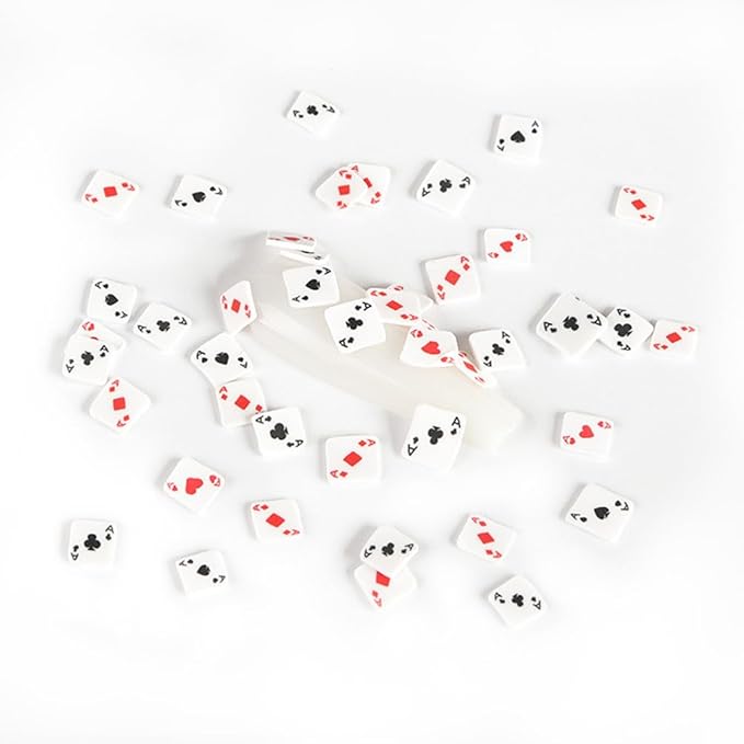 minkissy Poker Card Nail Charms Polymer Clay Nail Art Accessories for Diy Manicure 4.33X2.75In Unique Simulation Playing Card Design Durable Decoration