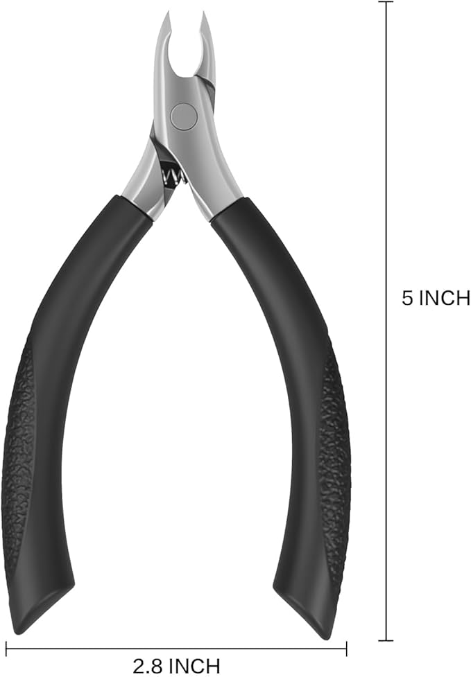 Cuticle Nippers, Nail Clippers & Cuticle Trimmer with Extra Long Thickened Handle, Nail Cutter - Precision Manicure Kit for Women, Toenail Clippers, Scissors and Supplies Tools (Black - 1 PACK)