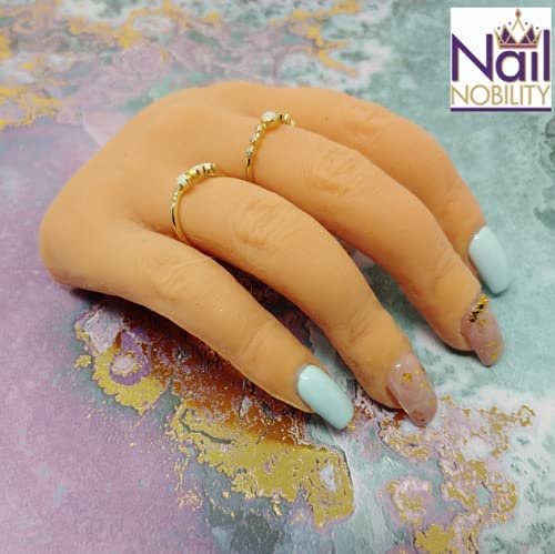 Professional Silicone Practice Half Hand for Acrylic Nails by Nail Nobility - Poseable Half Hand for Practicing Nail Art, Acrylic, Gel Techniques by Nail Techs Artists - Flexible, Reusable, Realistic
