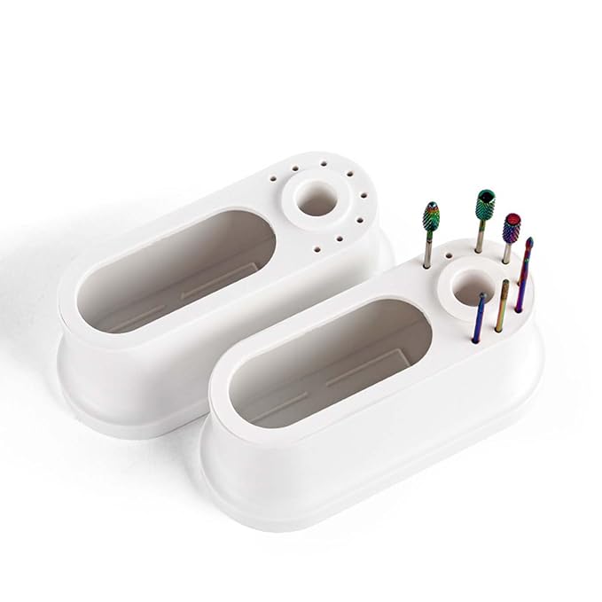 Nail Drill Holder and Grinding Bit Storage Box | 8-Bit Organizer for Nail Drill Machine | ABS Desktop Storage Case for Home & Salon Use
