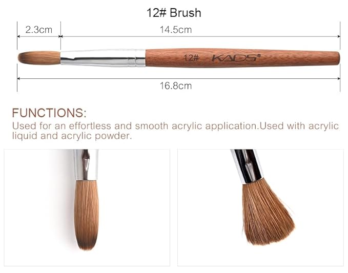 Nail Brush Kolinsky Sable Acrylic Nail Art Brush Professional Red Wooden Nail Brush (12#)