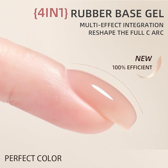 PERFECT COLOR Builder Gel For Nails, 15ml Milky Pink Nude Gel Polish Clear Rubber Base For Nail Thickening Strengthener Extension UV/LED Lamp Cured Color Gel in A Bottle