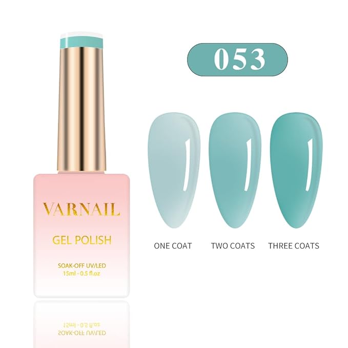 VARNAIL Jelly Gel Nail Polish Kit 6 Colors, Translucent Amber Sheer Series Gel Polish, Soak off U V Light Gel Nail Polish 15 ml/Bottle, Nail Art Manicure DIY Home Salon for Women Girls (Tea Time)