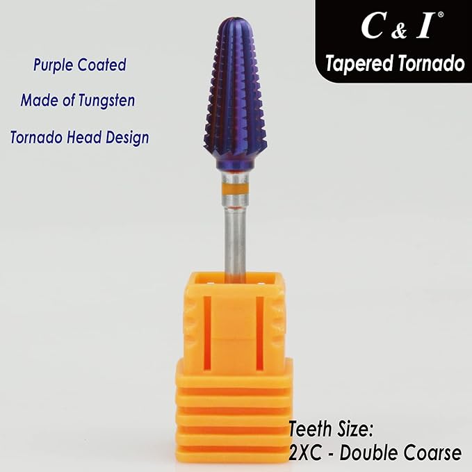 C&I Tapered Tornado & Olive Tornado Nail Drill, E File for Manicure Drill Machine, Professional Nail File to Quick Remove Nail Gels (2XC, Tapered)