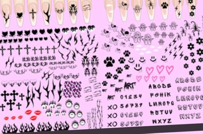 Gel & Acrylic Nail art Practice Sheet,Reusable Nail Art Training mat DIY Sticker Stencil Guide French Tip stiletto Nail Sculpting 3D Nail Design Worksheet Nail Tech Practice Gel X acrylic nails (10)