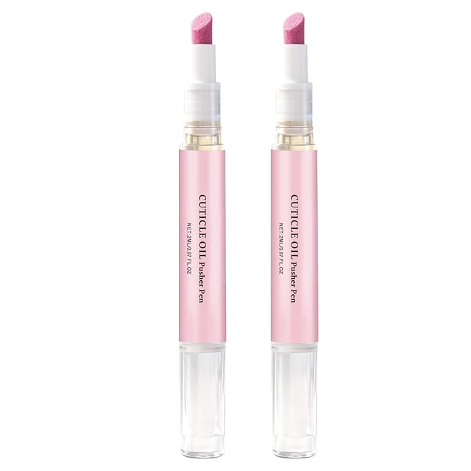 Ceramic Cuticle Pusher & Oil Pen, 2PC Gentle Cuticle Remover for Hangnails & Dry & Damaged Nails, Nail Care Pen for Repair & Nourish Nails