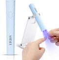 AIRSEE Mini Handheld UV Light with Stand,Portable Rechargeable Nail Lamps,2 Timers for Fast Nail Extension,Rhinestone Glue Decoration,Gel Strips at Home,Travel(Blue)