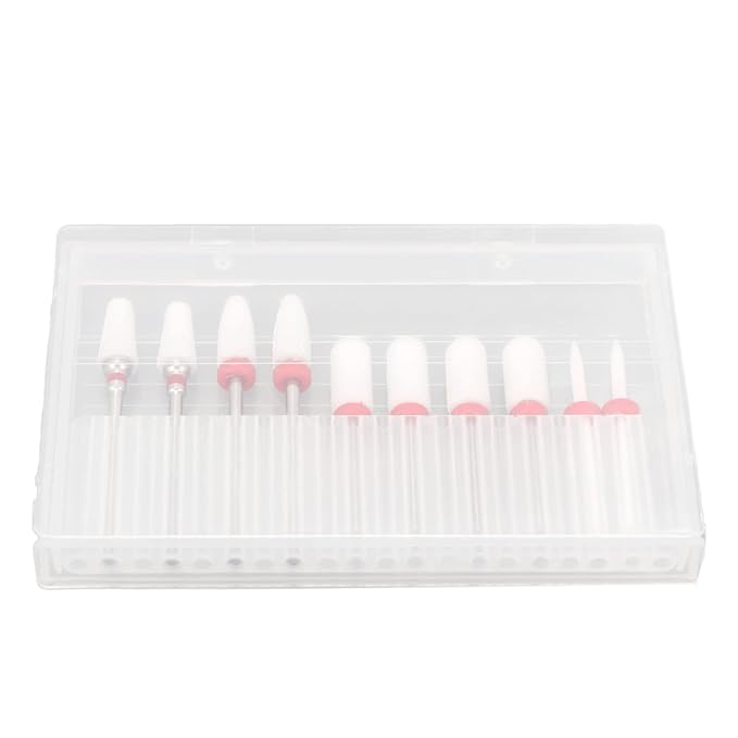 Nail Drill Bit Set Multi Roughness 10pcs Ceramic Nail Drill Bits with Storage Box for Home Use