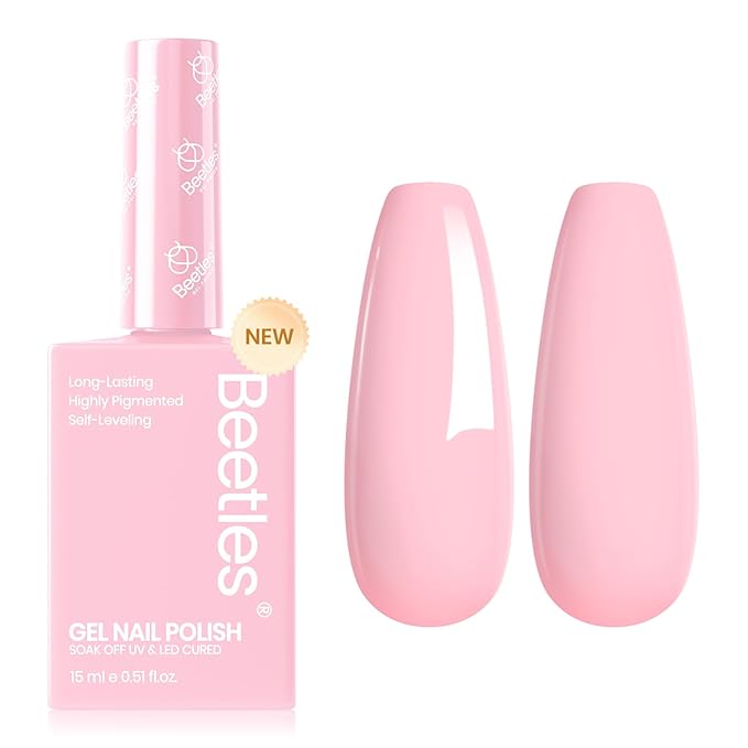 Beetles Pink Gel Polish - Fairy Floss 15ML/0.51Fl Oz, Pastel Light Pink Gel Nail Polish, Soak Off UV LED Lamp Nail Art, Long-Lasting Manicure Salon DIY Home Spring Nails - Gifts for Her
