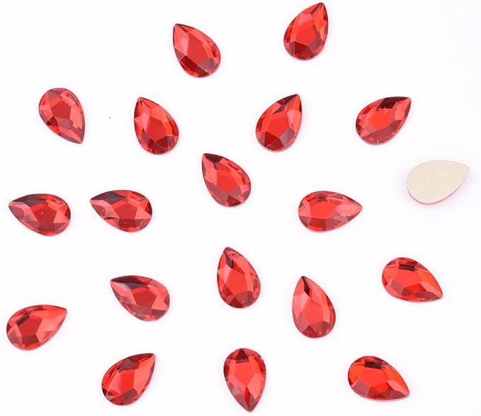100pcs Red Crystals Pear Shapes 3 Size Flatback Glass Rhinestones for Crafts DIY Jewelry Making Beading Shoes Nails Art Supplies