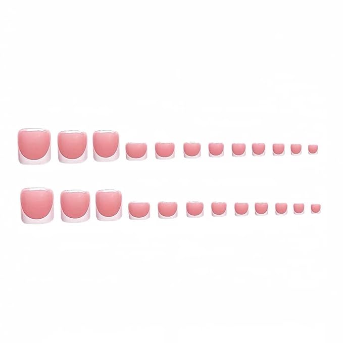 Duck Shaped Press on Nails Short & Press on Toenails Set, White French Tip Press on Nails with Rhinestone Design Glue on Nails Short Press on Toenails Full Cover Stick on Nails for Women 48Pcs