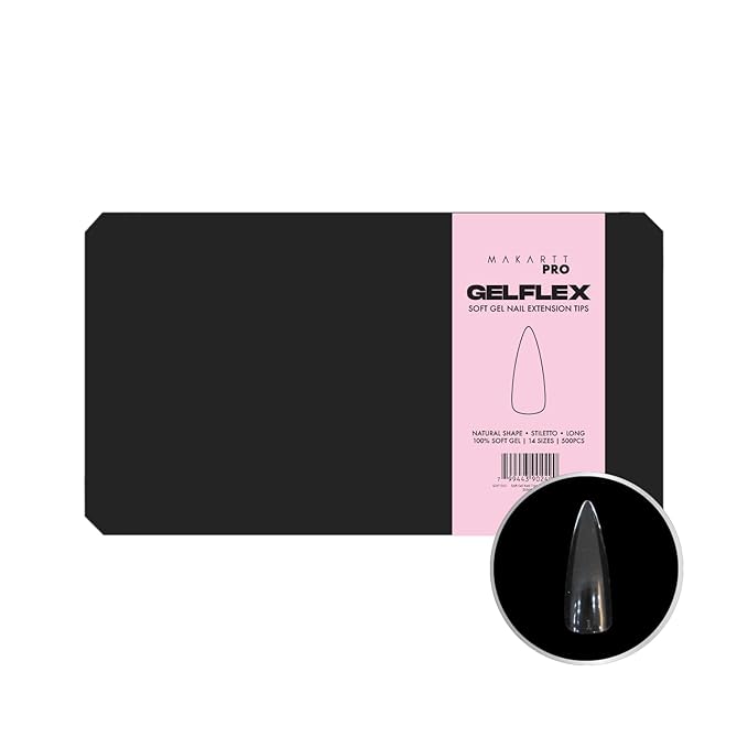 MakarttPro GleFlex Professional Soft Gel Tips (500pcs) for Technicians, Artists and Enthusiasts – Clear Long Stiletto Shape, Lightweight and Durable Design