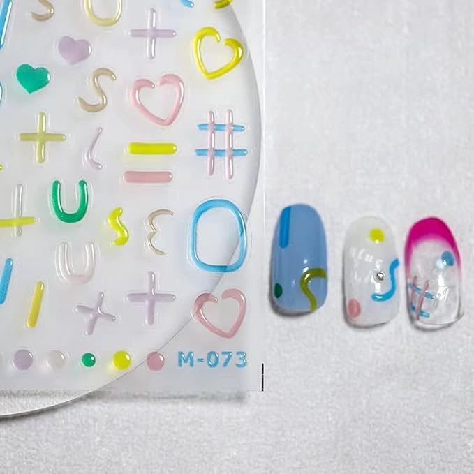 Dedyel Colorful Jelly Nail Stickers Flowers Cute Lines Peach Design Self Adhesive Nail Stickers for Women Girls Kids Nail Art Decoration