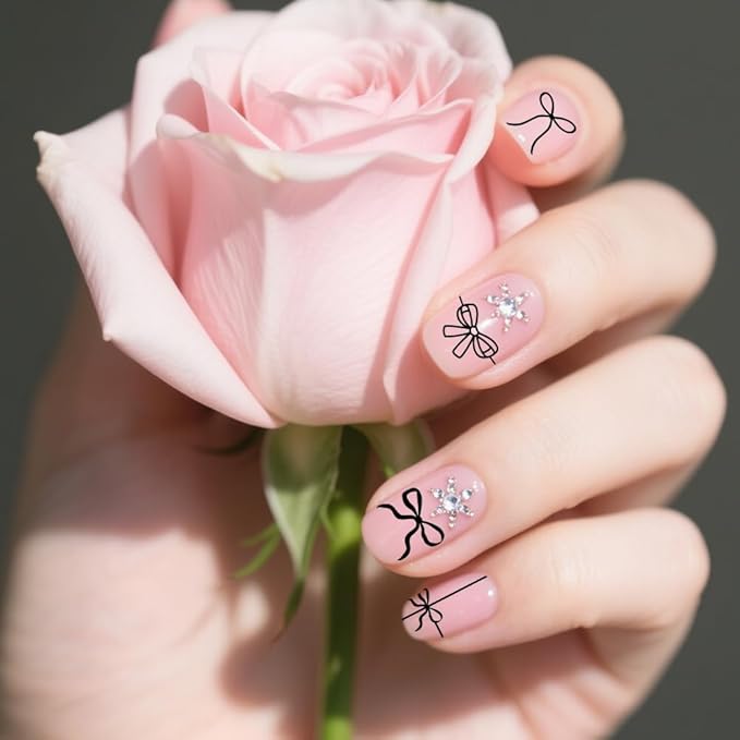 PH PandaHall 3pcs Bows Nail Stamping Plates Bowknot Print Nail Stencils Ribbons Bow Manicure Art Templates Bow-Tie with Heart Cherry Nails Art Stencils for Women DIY Manicures Salon Design