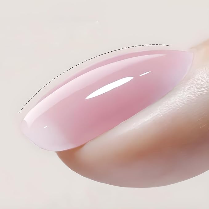 Vishine Builder Nail Gel for Nails, 8-in-1 Pastel Pink Builder Strengthener Jelly Hard Extension Gel Base Rhinestone Nails Thickening in A Bottle E055