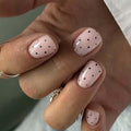 Extra Short Press on Nails Square Fake Nails Polka Dots Glossy Short Round Nails, Salon Quality Artificial Nails for Women 24pcs