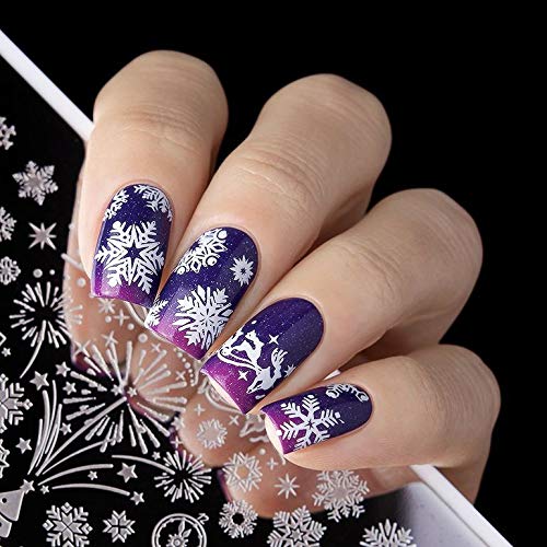 Whats Up Nails - A014 Holiday Snowfall Stamping Plate for Christmas Winter Nail Art Design