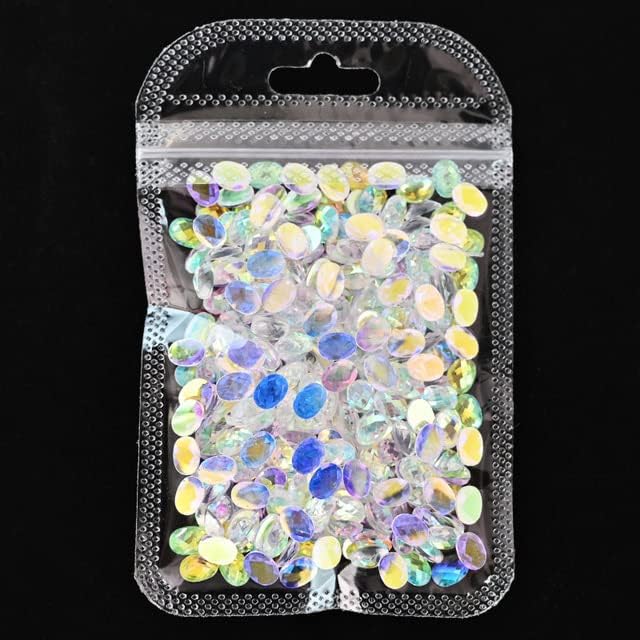 100PC Flatback Oval Rhinestones Nail Art Rhinestones AB Crystals Glass Stones 3D Nail Jewelry Accessories