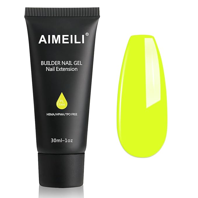 AIMEILI Poly Nail Extension Gel Yellow Builder Nail Gel Hema Free Poly Nail Enhancement Nail Art Design DIY Salon Nail At Home Gift for Women Nail Gel - 044