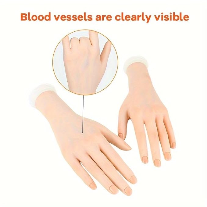 Practice Hand for Acrylic Nails Soft Touch Mannequin Hand for Nails, Flexible and Bendable Fake Hand for Nails for Nail Art Beginners (right)