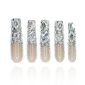 2025 New PMMA Acrylic Press on Nails Stunning Bling Nails, Gemstone Fake Nails, Glitter Gemstone Nails, Gradient Pink Fake Nails (Gemstone, L)