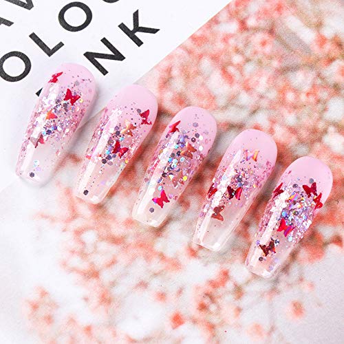 Butterfly Nail Glitter for Nail Art 24 Colors Splarkly Nail Decals Nail Sequins Flake Acrylic Manicure Paillettes Ultrathin Face Body Glitters for Nail Art Decoration Dutterflies for Nails (Butterfly)