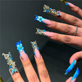 Long Square Press on Nails,Handmade Acrylic Press on Nails with Designs，Long Press on Nail for Women 24pcs