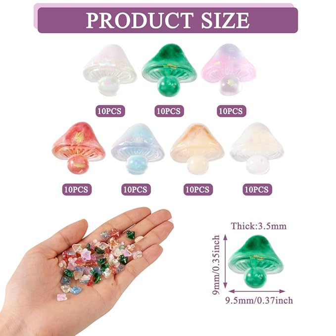 70Pcs Glow in The Dark Mushroom Nail Charms Luminous Resin Mushroom Nail Art Charms with Glitter Sequins Cute Nail Art Decoration for Manicure