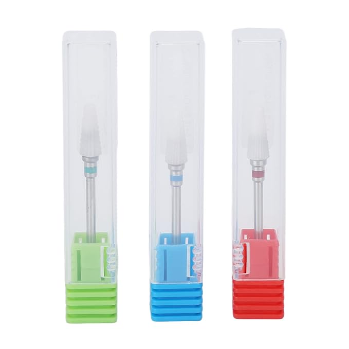 3pcs Nail Drill Bits, Ceramic Nail Drill Bit Set Gel Removal Nail Polishing Grinding Bit Accessory for Electric Nail Drill