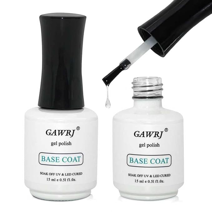 Long Lasting Base Coat Gel, 2-Pack 15ml, Anti-Yellowing Non-Shrinkage Nail Primer for Extensions, Acrylic, Polygel, Tips, Cures with UV/LED Lamp for Professional Salon & DIY
