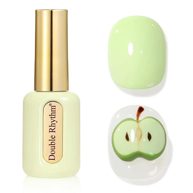 Double Rhythm 0.50 OZ Gel Polish Hema Free Same Color Same Bottle Golden Round Translucent Neutral Natural Milky 15 ML Jelly UV Polish Art DIY at Home (Pastel Green-C1391)