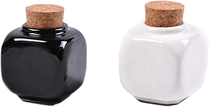 Porcelain Material Nail Art Acrylic Glass Dappen Dish Powder Liquid Bowl Holder Container With Soft Wooden Lid Nail Art Accessories (black&white)